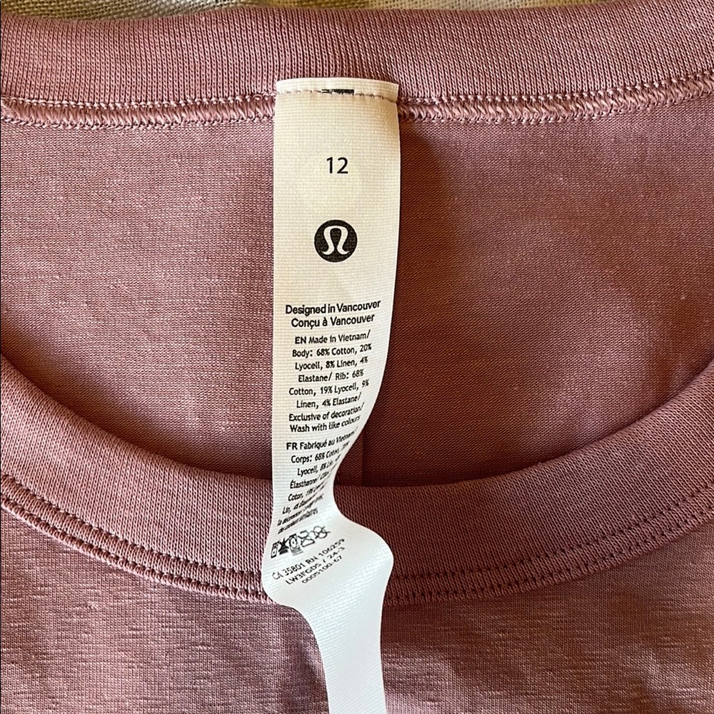 Lululemon Classic Fit Cotton-Blend T-Shirt Rose Blush Size 12 NWT